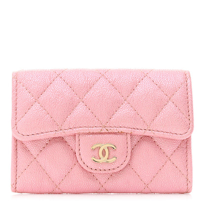 Chanel Iridescent Caviar Quilted Flap Card Holder Rose Pink 1 of 9