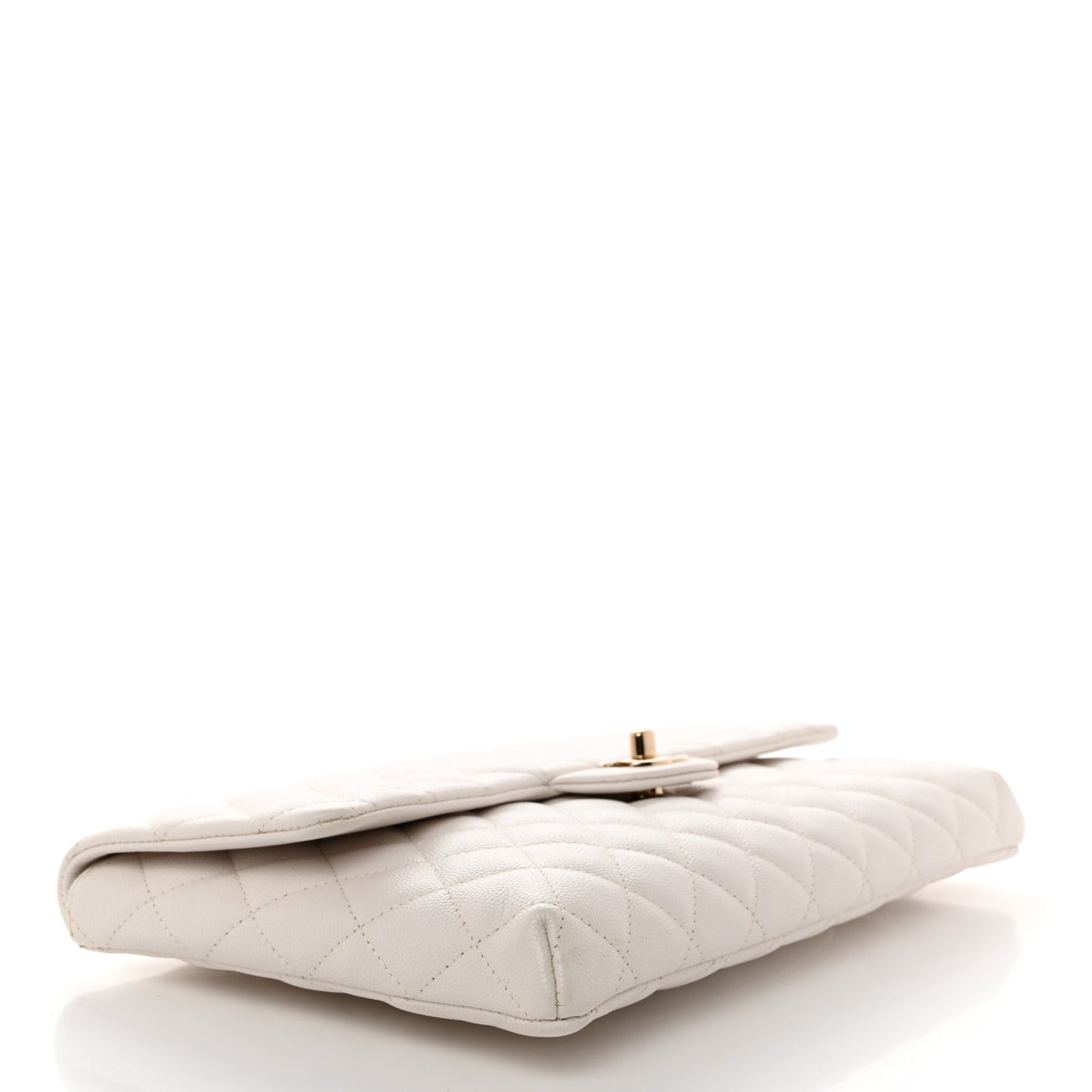 Caviar Quilted Flap Clutch White