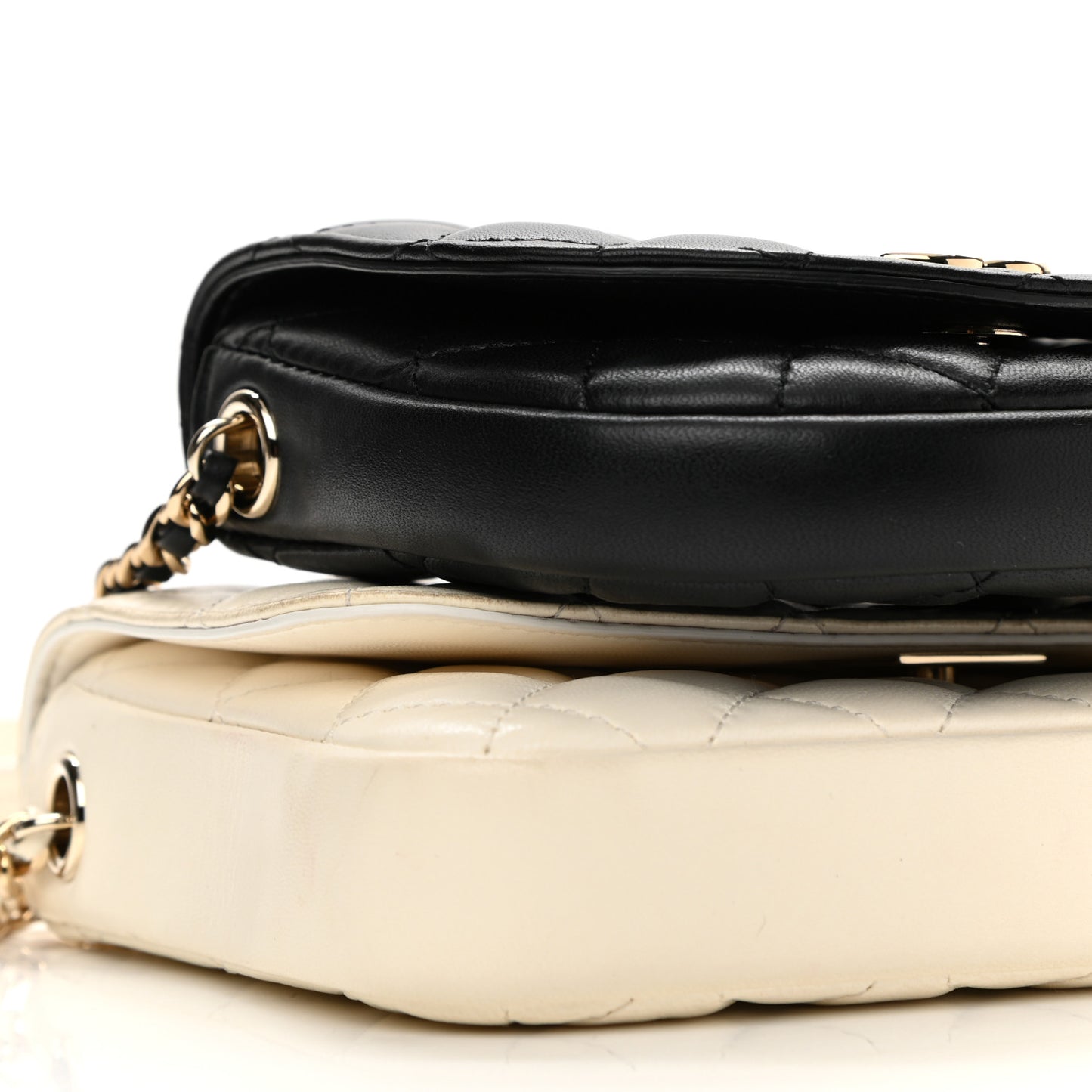 Lambskin Quilted Side Packs White Black