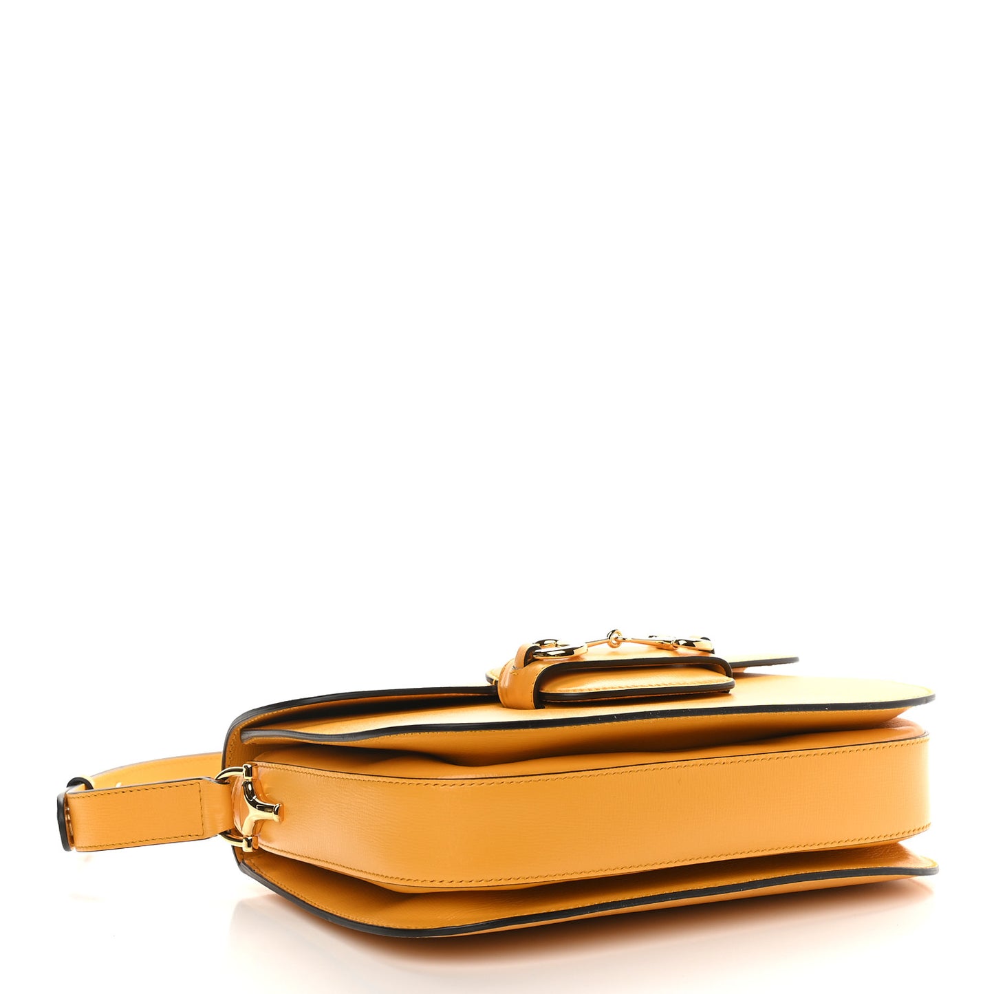 Textured Calfskin Horsebit 1955 Shoulder Bag Yellow