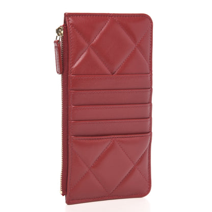 Chanel Shiny Goatskin Quilted 19 Flat Wallet Pouch Red 2 of 10