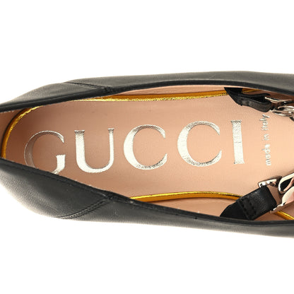 Gucci Nappa Lumiere Deva Horsebit Chain Embellished Flats 35.5 Black 8 of 9