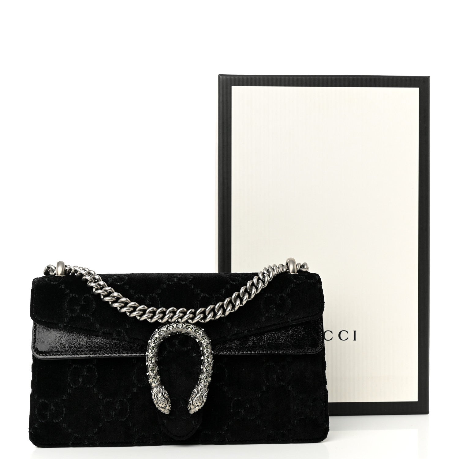 Gucci Velvet Skipper Crystal GG Monogram Small Dionysus Shoulder Bag Black Black Diamond 11 of 11