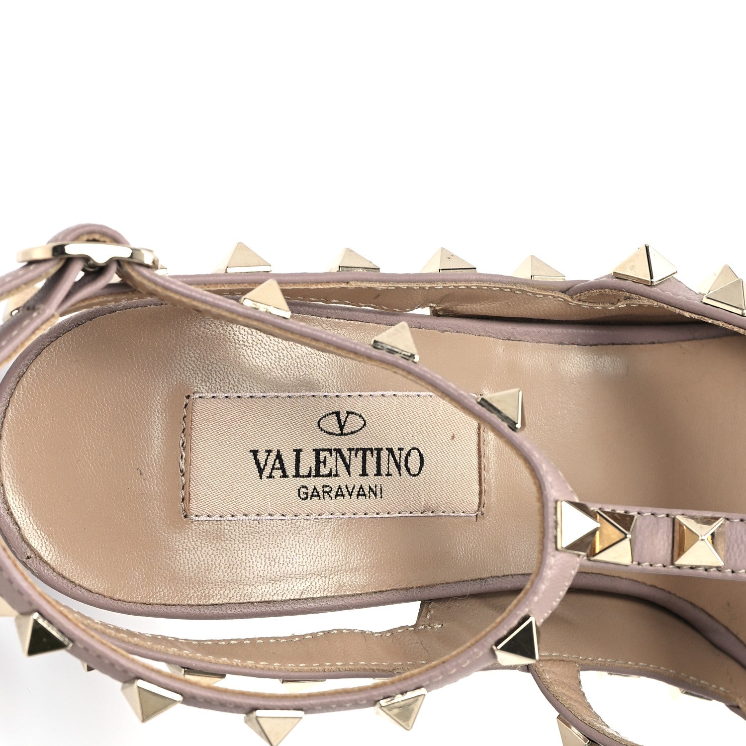 Valentino Garavani Calfskin Nappa Rockstud Ankle Strap 100mm Pumps  38 Baltique Poudre 8 of 8