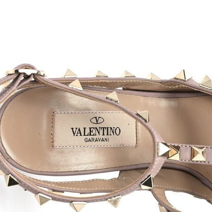 Valentino Garavani Calfskin Nappa Rockstud Ankle Strap 100mm Pumps  38 Baltique Poudre 8 of 8