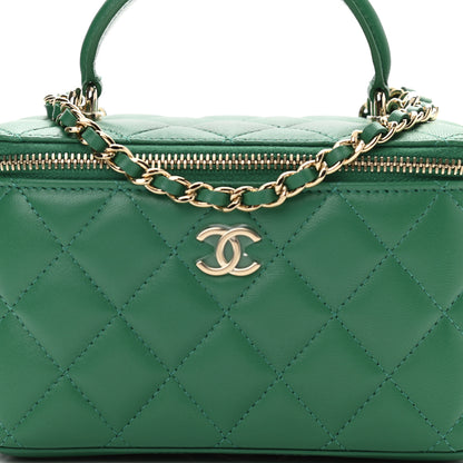 Chanel Lambskin Quilted Small Top Handle Vanity Case With Chain Green 7 of 10