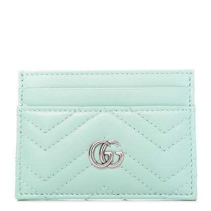 Gucci Calfskin Matelasse GG Marmont Card Holder Water Green 1 of 6