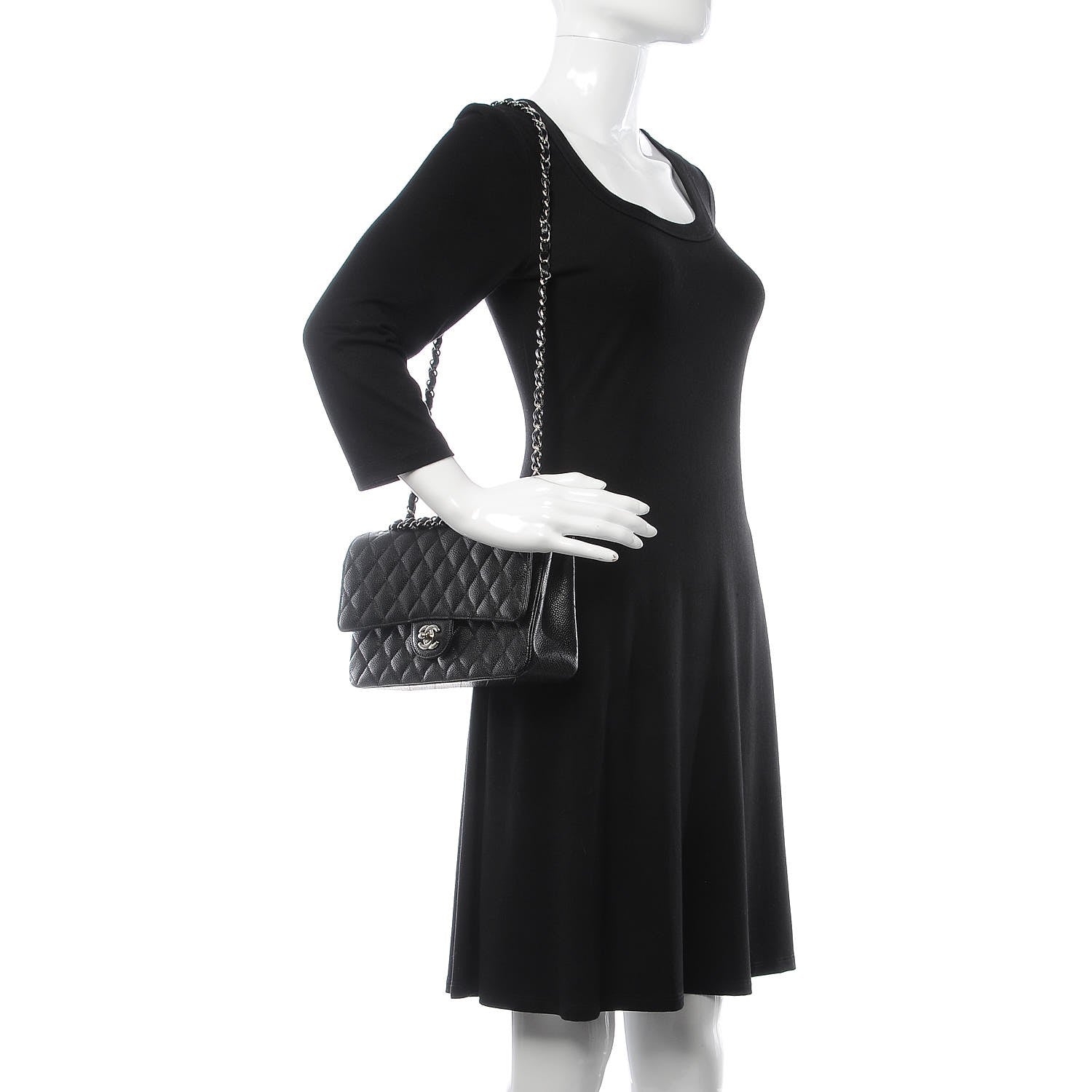 Chanel Caviar Quilted Medium Double Flap Black 2 of 9