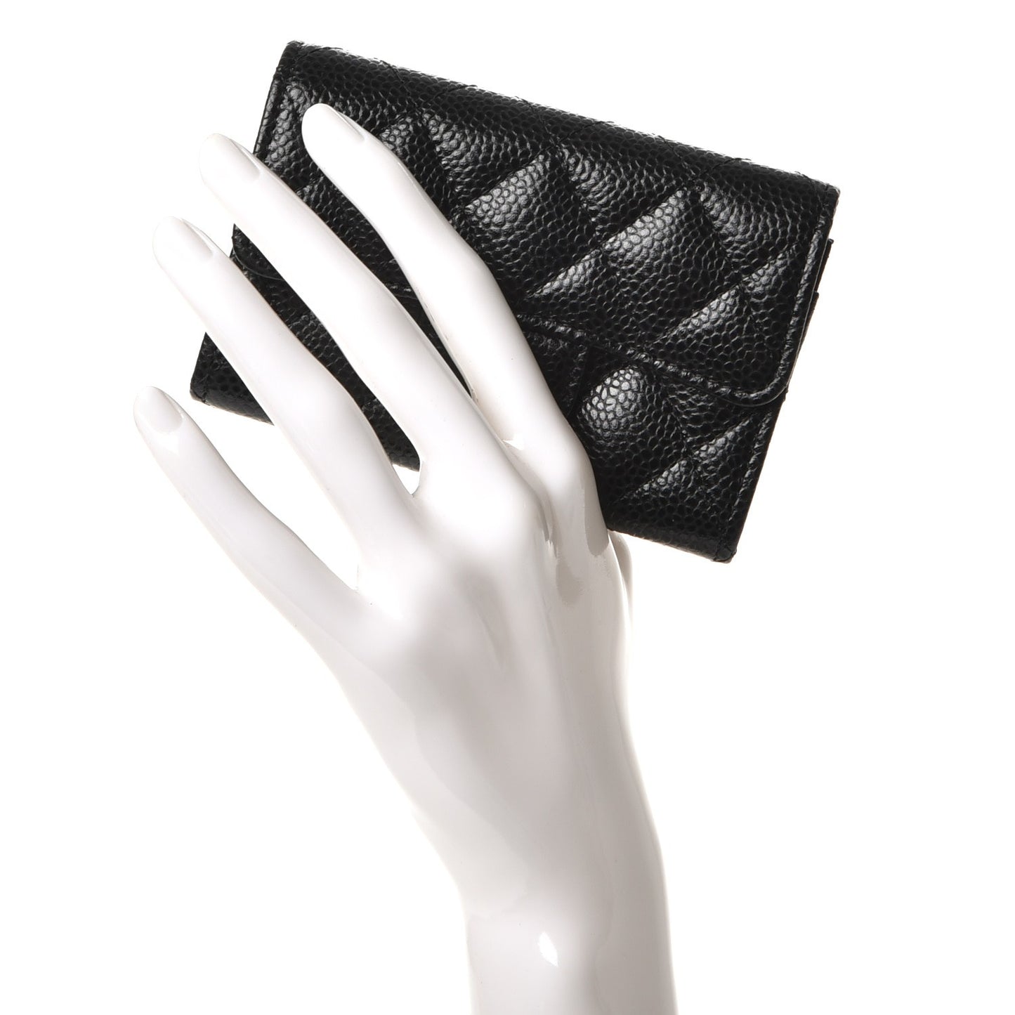 Caviar Quilted Flap Card Holder Black