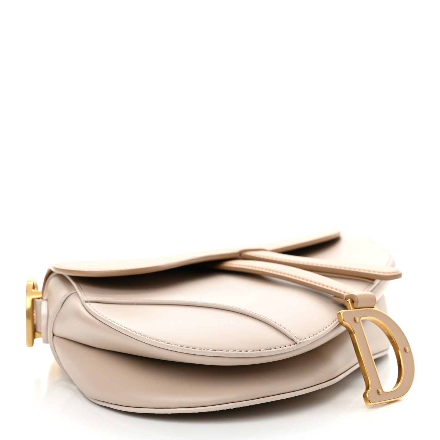Christian Dior Supple Calfskin Two Tone Saddle Bag With Strap Biscuit Trench Beige 4 of 10