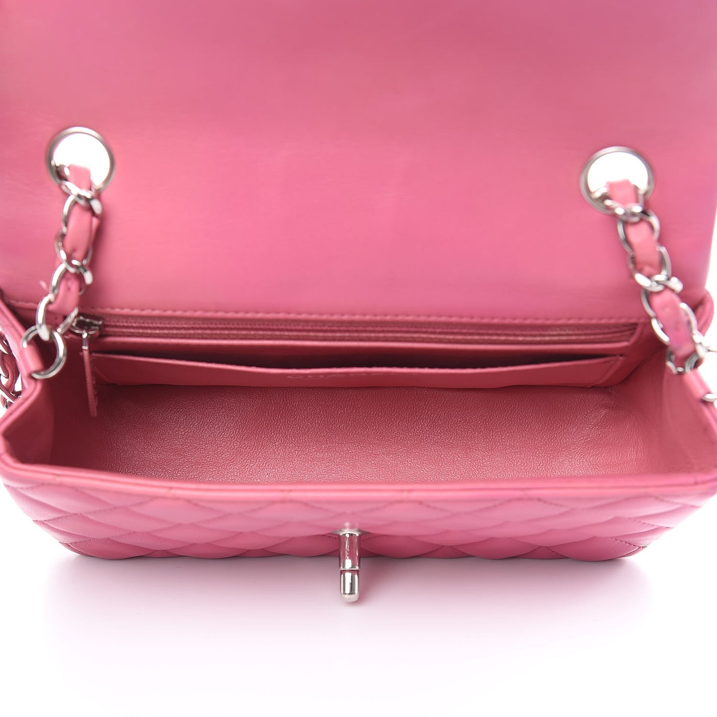 Lambskin Quilted Mini Rectangular Flap Dark Pink
