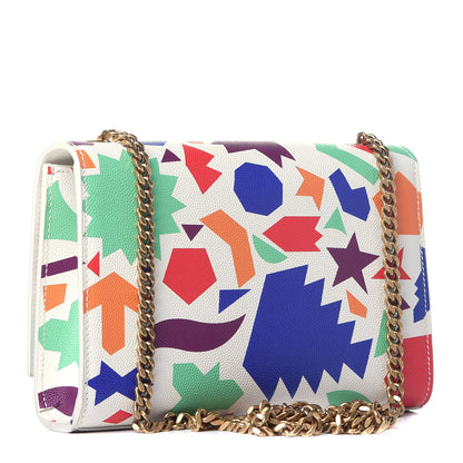 Saint Laurent Grain De Poudre Small Classic Monogram Shapes Print Kate Satchel White 3 of 8