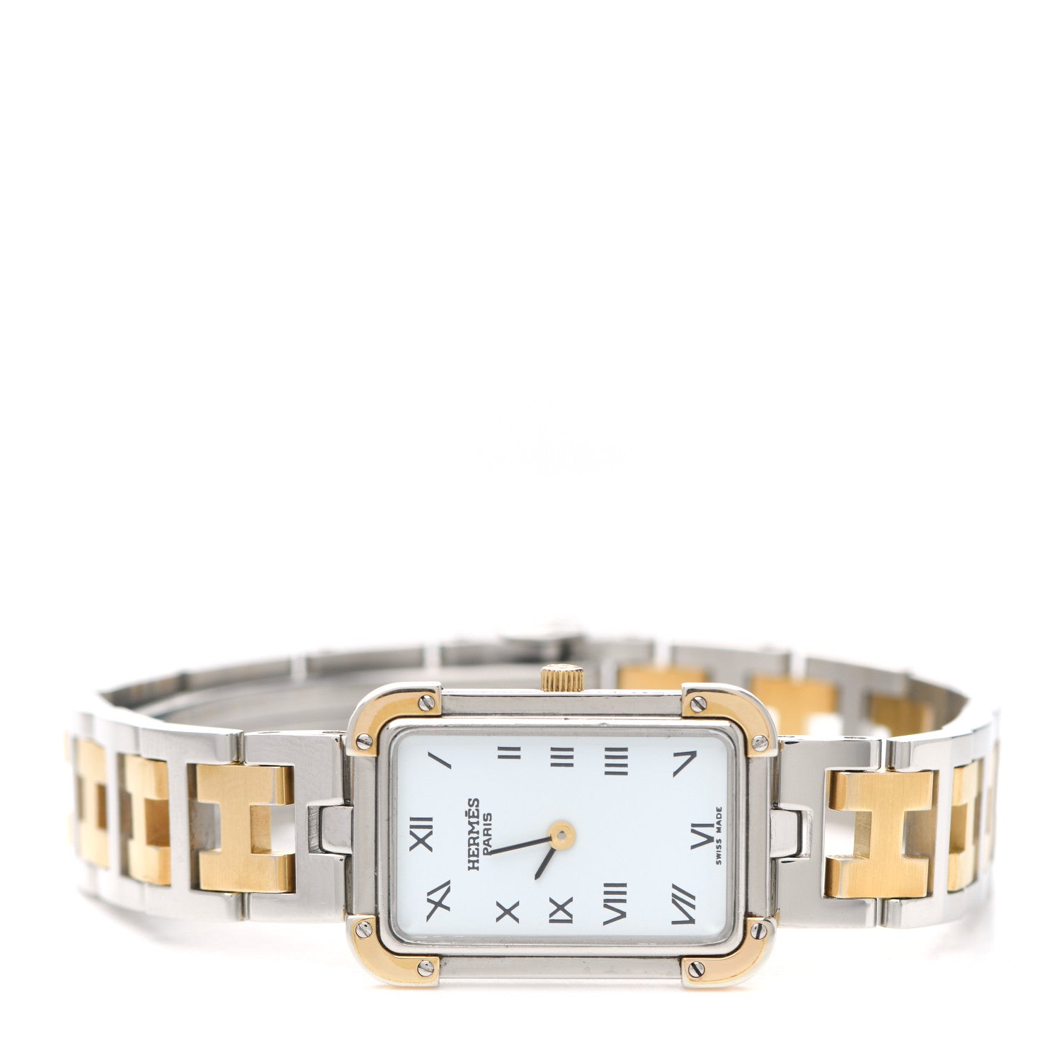 Hermes Stainless Steel 18mm Rectangle Croisiere Quartz Watch Gold 4 of 8