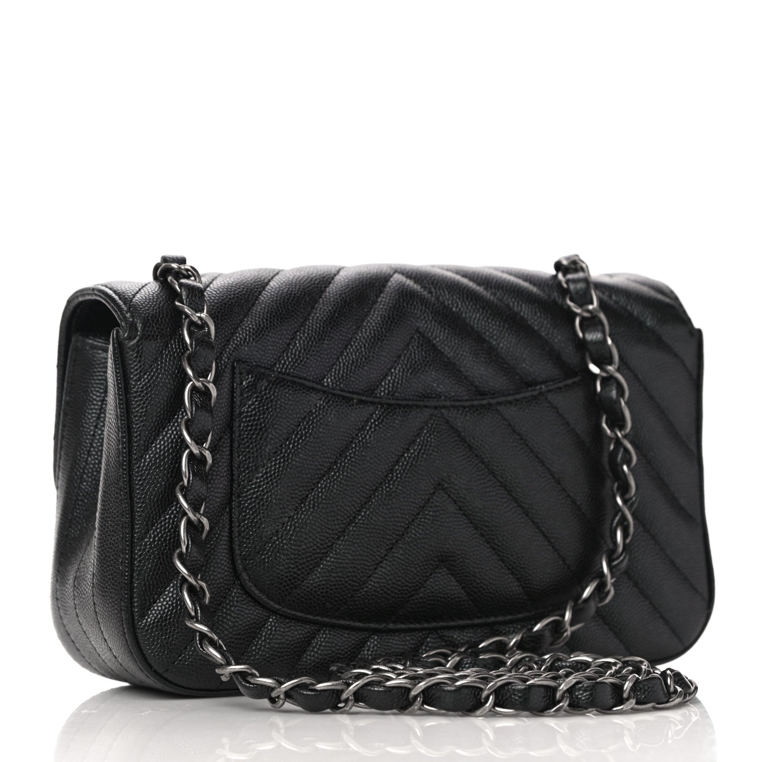 Chanel Caviar Chevron Quilted Mini Rectangular Flap Black 3 of 13