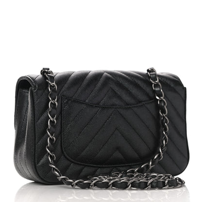 Chanel Caviar Chevron Quilted Mini Rectangular Flap Black 3 of 13