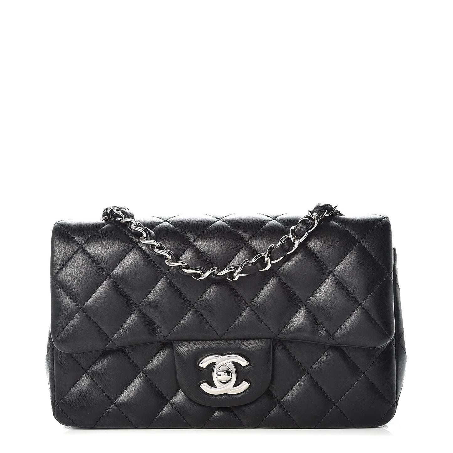 Lambskin Quilted Mini Rectangular Flap Black