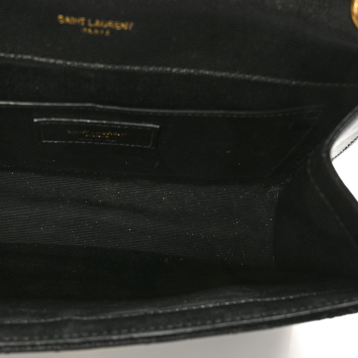 Grain De Poudre Textured Mixed Matelasse Triquilt Medium Monogram Satchel Black