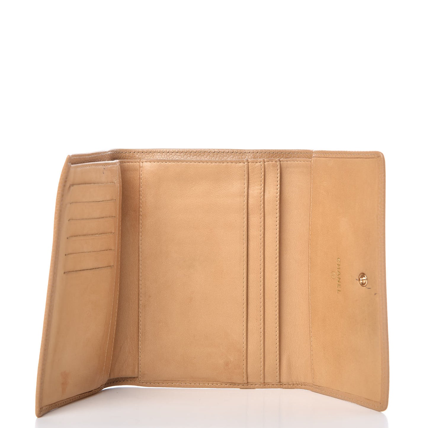 Caviar CC Timeless Flap Wallet Beige