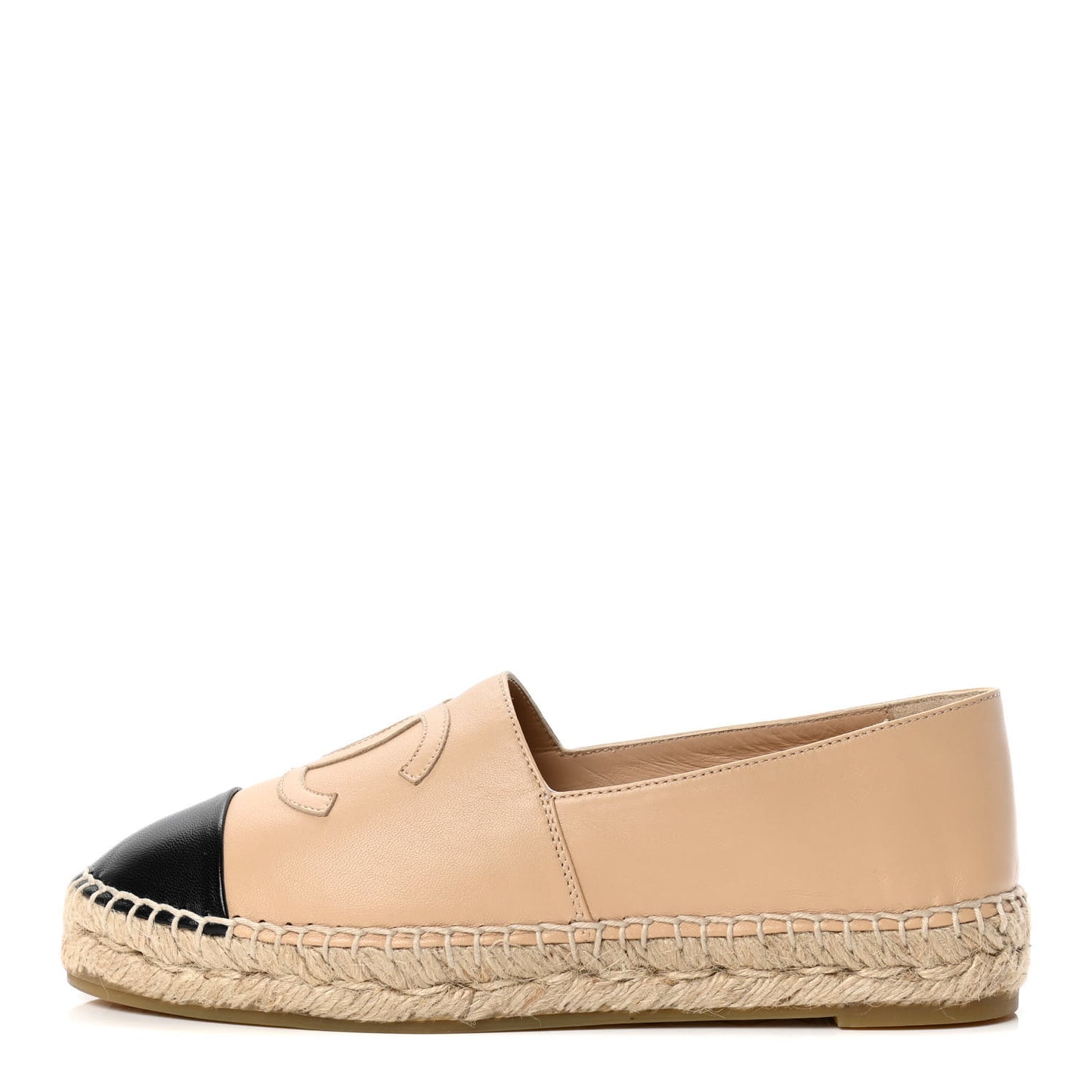 Lambskin CC Espadrilles 36 Beige Black
