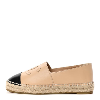 Chanel Lambskin CC Espadrilles 36 Beige Black 1 of 5