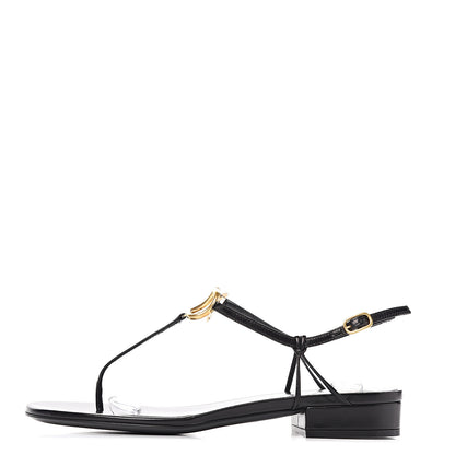 Valentino Garavani Calfskin Vlogo Slingback Low Heel Thong Sandals 36 Black 1 of 8