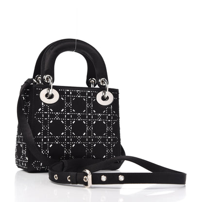 Christian Dior Satin Crystal Cannage Mini Lady Dior Black 3 of 9