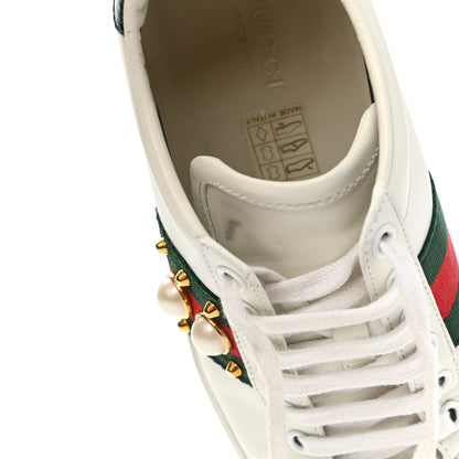 Gucci Calfskin Web Pearl Studded Womens Ace Sneakers 35 White 14 of 15