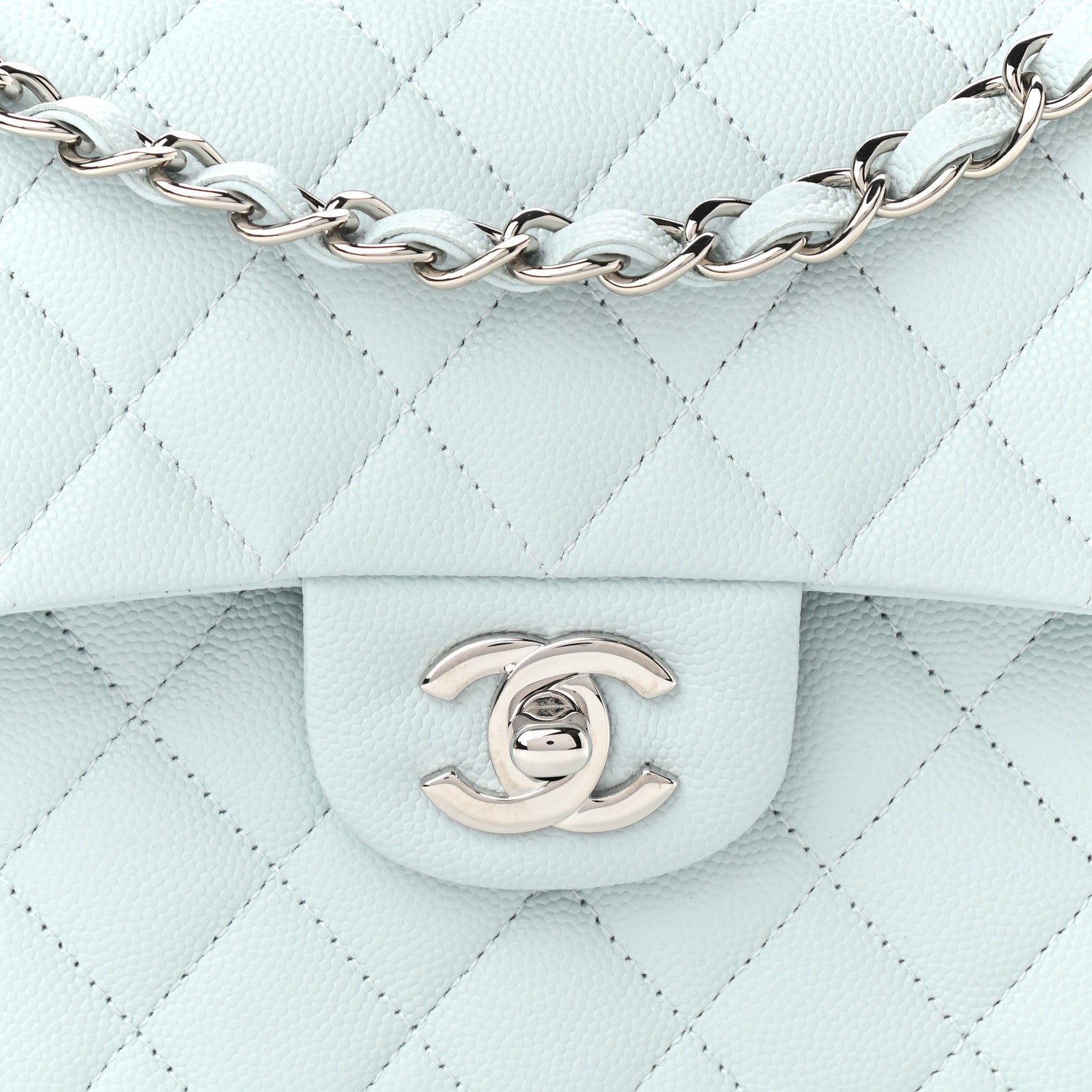 Chanel Caviar Quilted Small Double Flap Light Blue 10 of 11