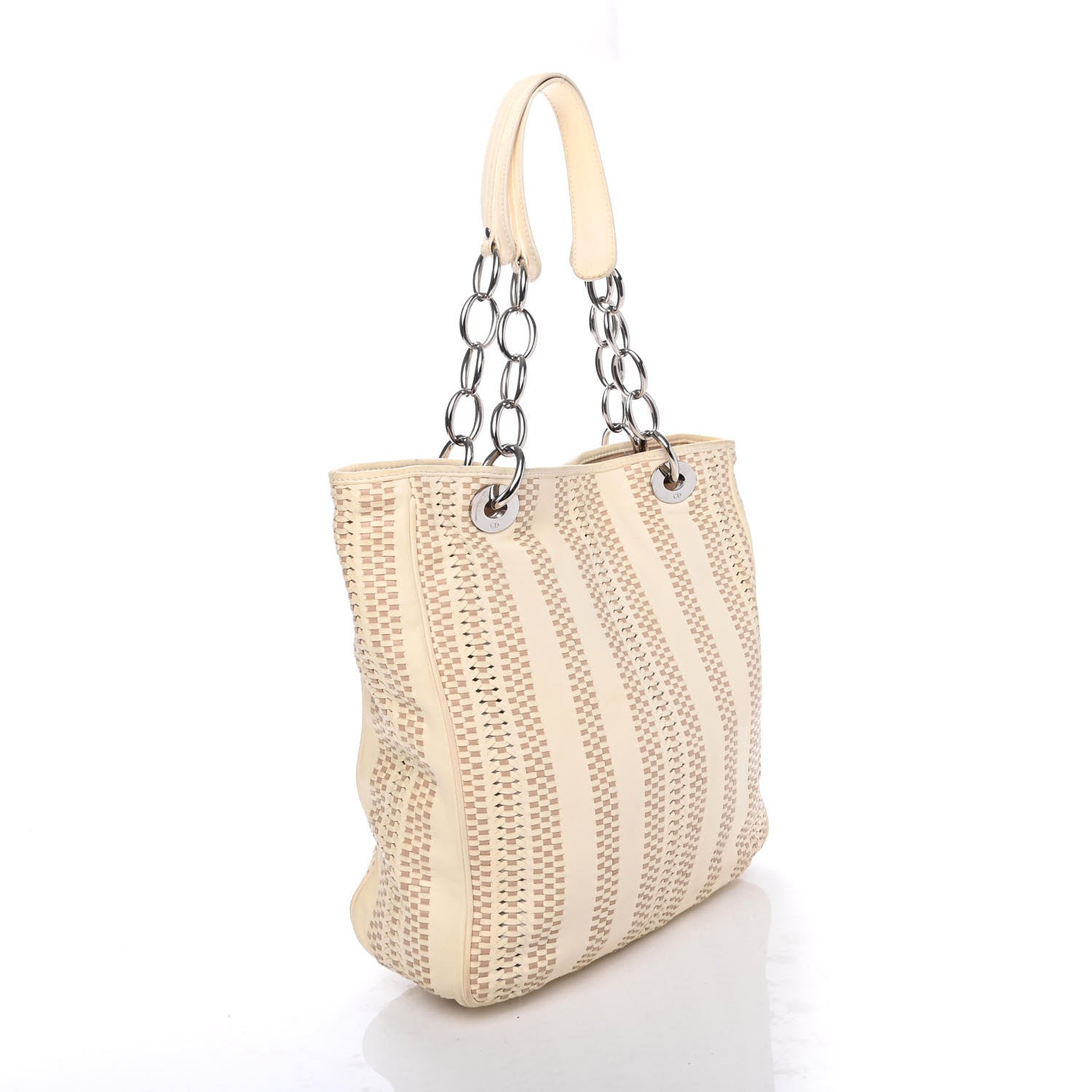 Christian Dior Lambskin Woven Dior Soft Shopping Tote White 2 of 4