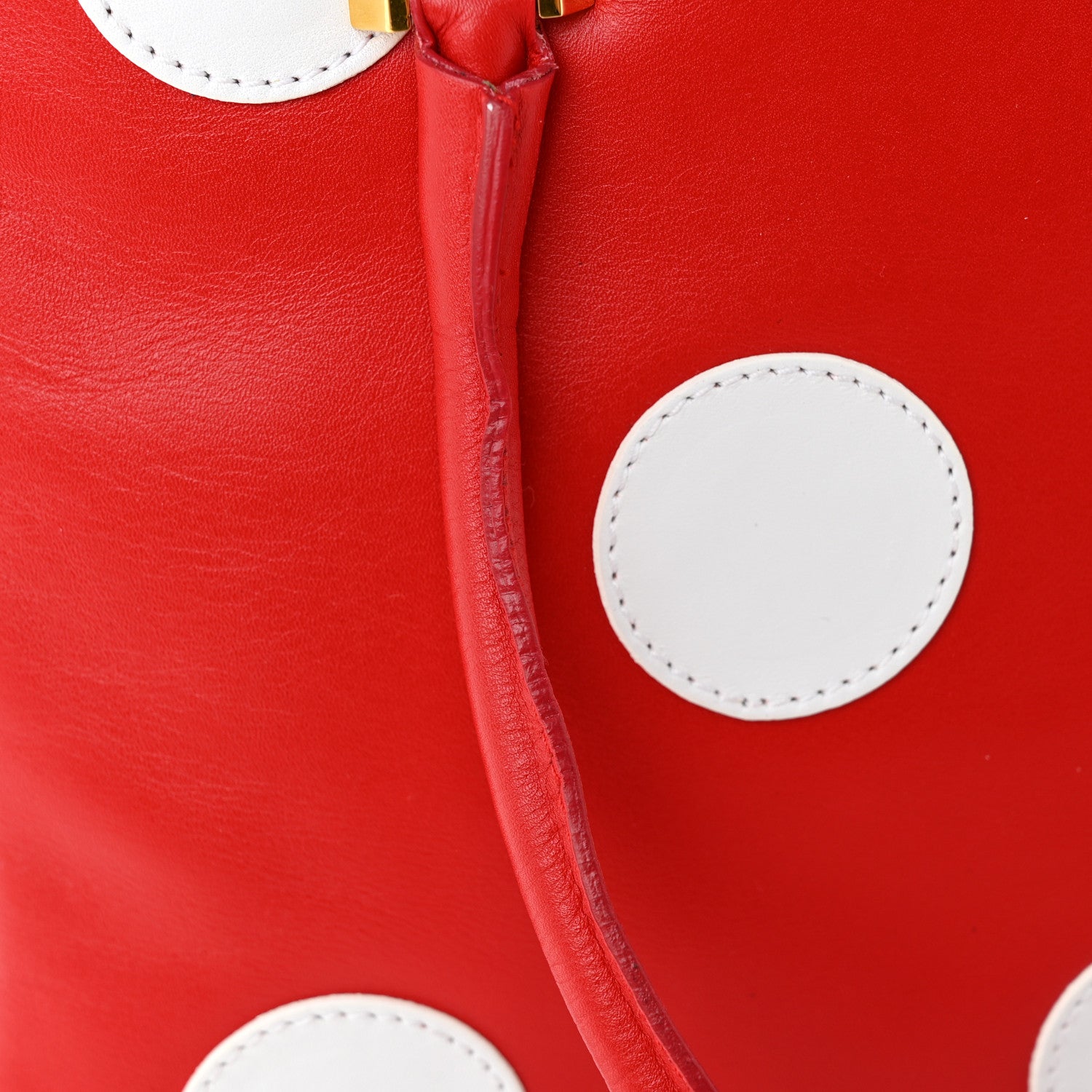 Dolce & Gabbana Calfskin Polka Dot Satchel Red White 11 of 11