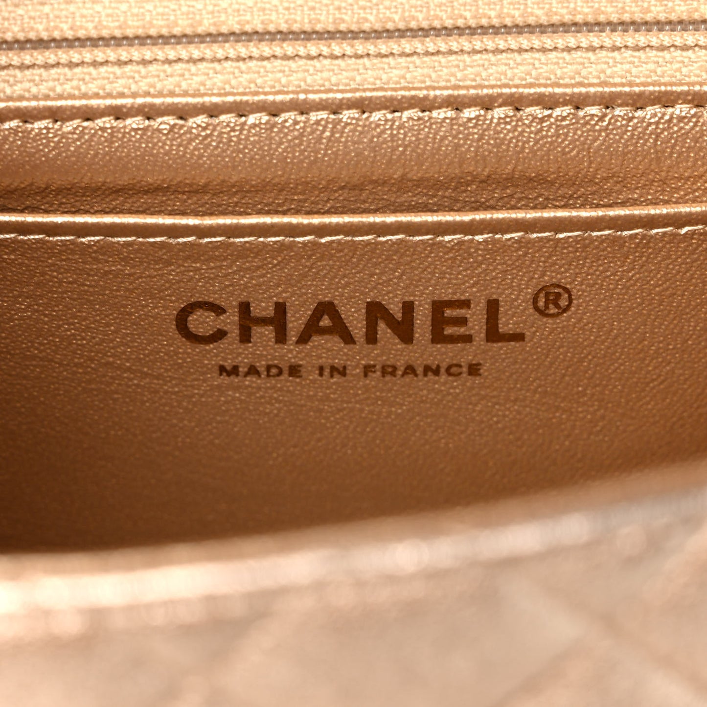 Metallic Lambskin Quilted Mini Square Flap Gold