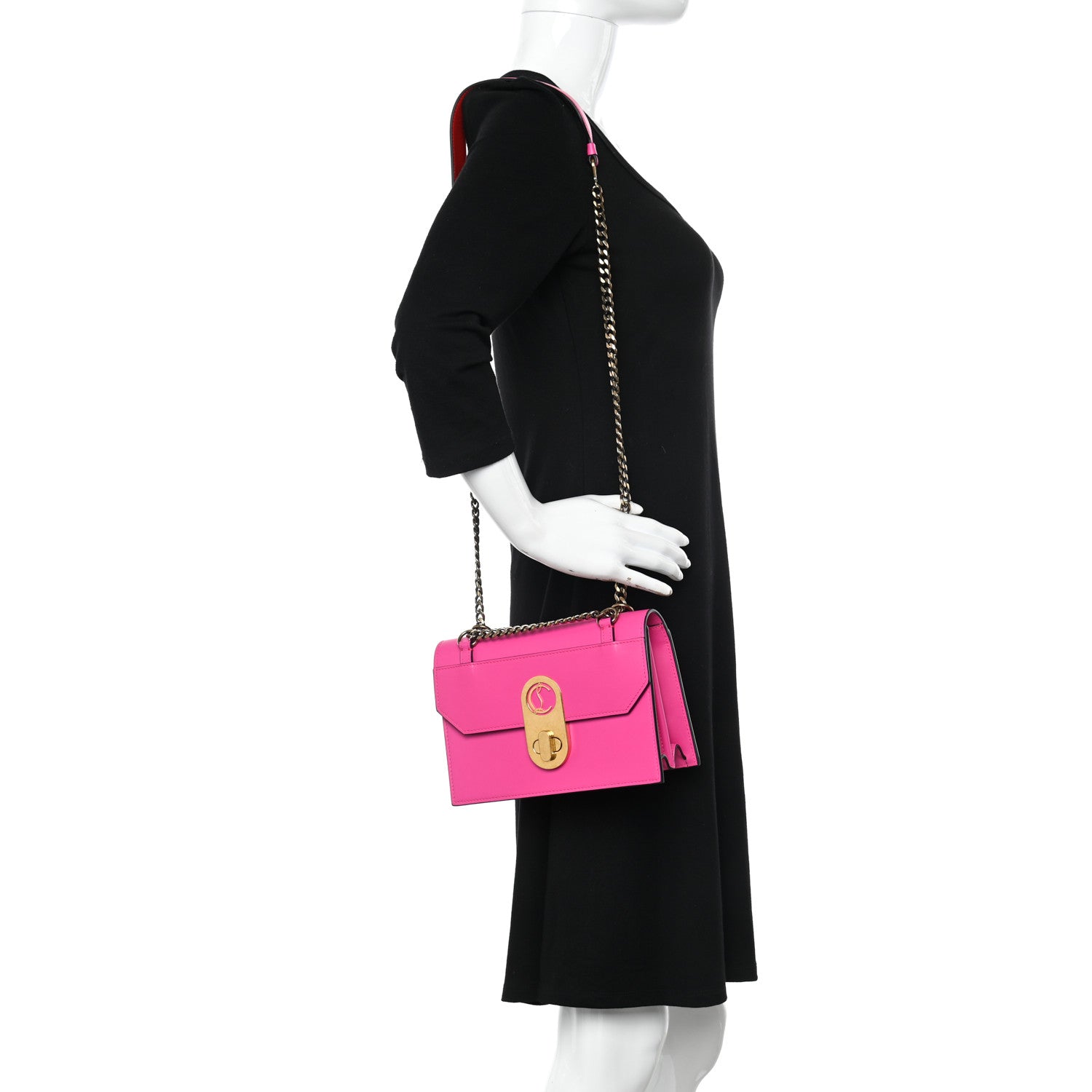 Christian Louboutin Calfskin Large Elisa Shoulder Bag Hot Pink 2 of 11