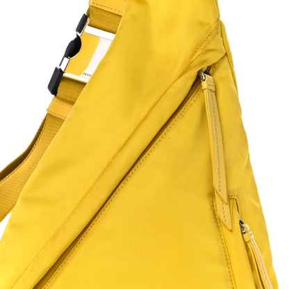 Prada Re-Nylon Vitello Metal Triangle Logo Sling Backpack Giallo 7 of 12