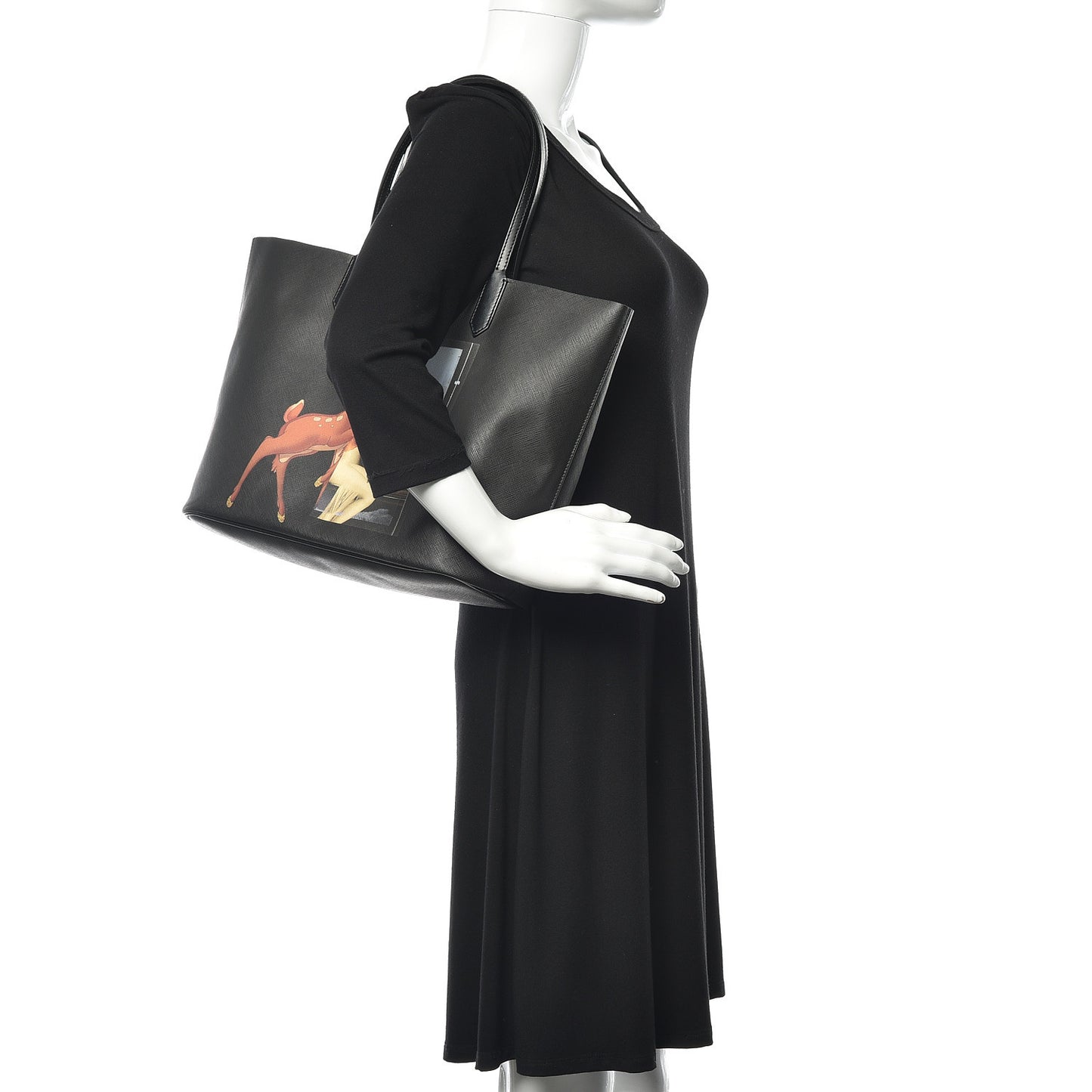Textured Coated Canvas Bambi Print Medium Antigona Tote