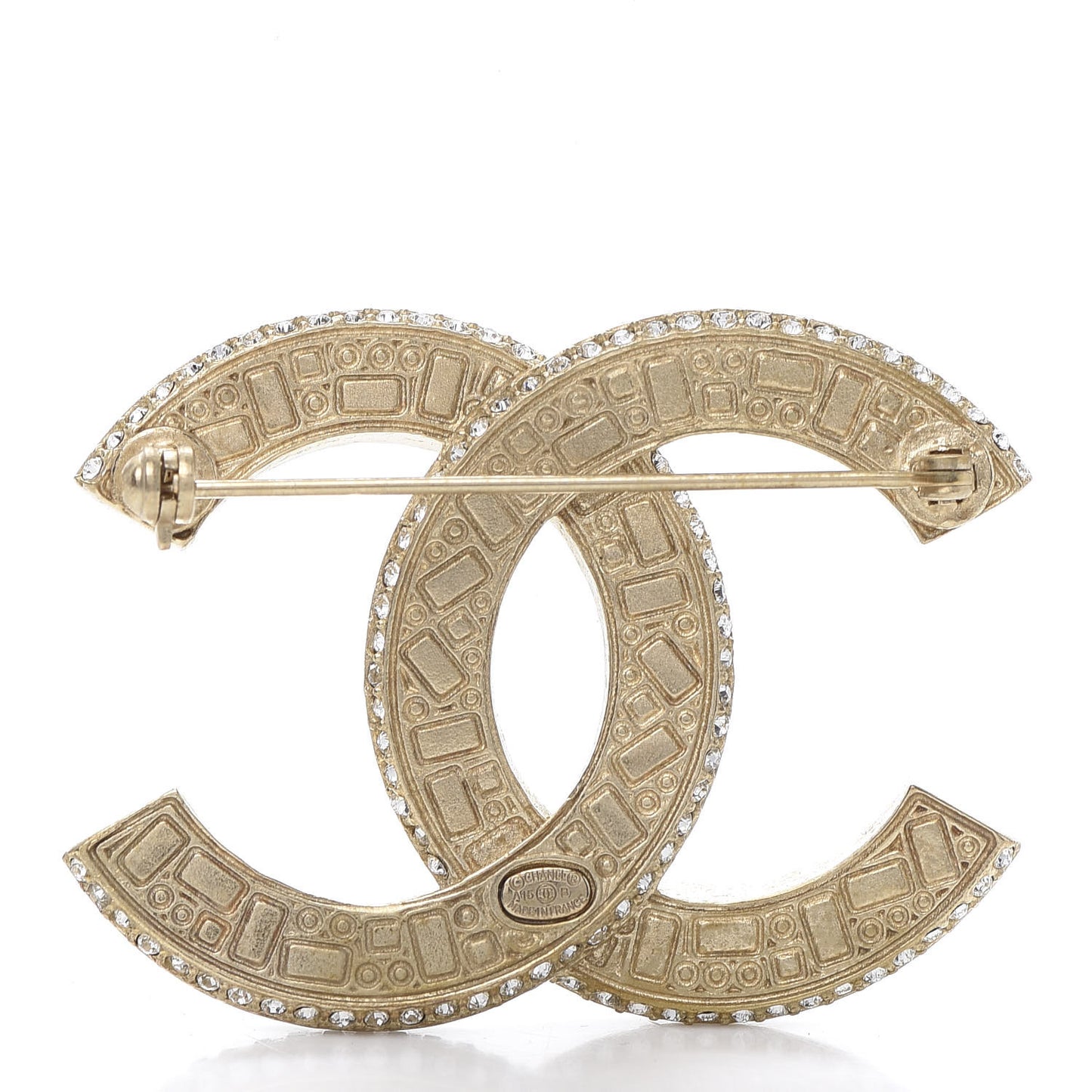 Baguette Crystal CC Brooch Gold Black