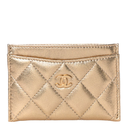 Chanel Metallic Lambskin Quilted CC Card Holder Gold 1 of 11