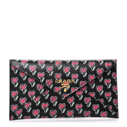 Prada Vitello Move Love Envelope Wallet Black 1 of 7
