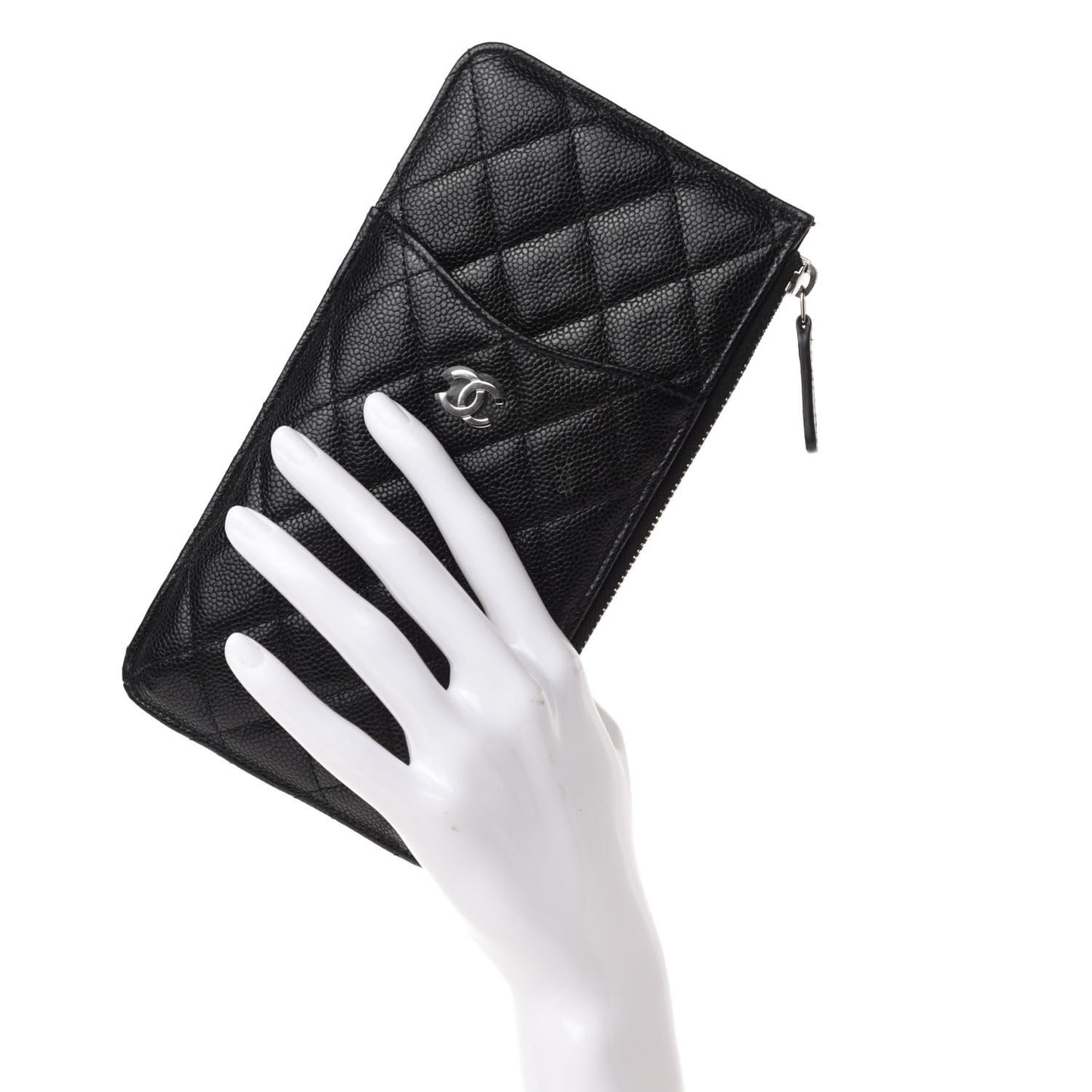 Caviar Quilted Classic Flat Wallet Pouch Black