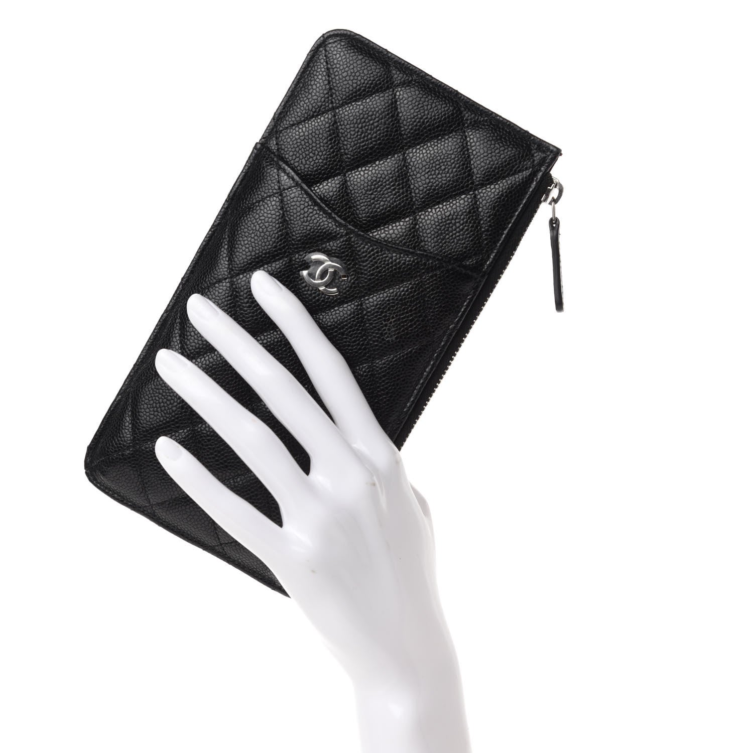 Chanel Caviar Quilted Classic Flat Wallet Pouch Black 2 of 8