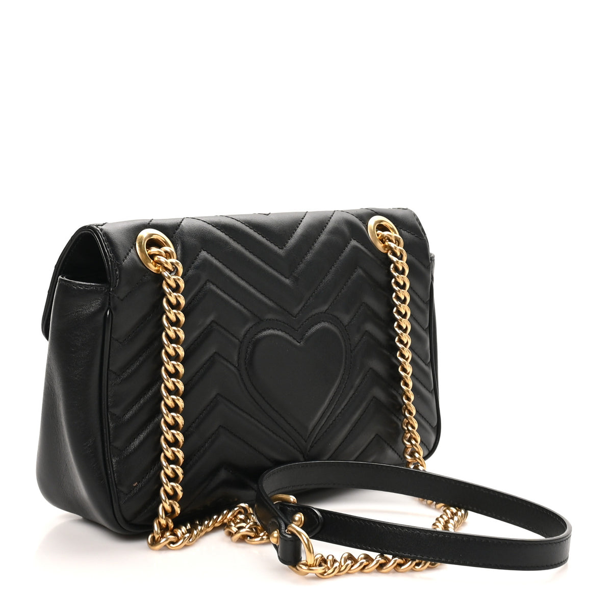 Gucci Calfskin Matelasse Small GG Marmont Shoulder Bag Black 3 of 11