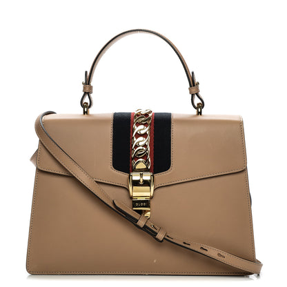 Gucci Vitello Fontanella Medium Sylvie Top Handle Bag Camel 1 of 10