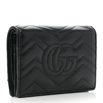 Gucci Calfskin Matelasse GG Marmont Card Case Wallet Black 3 of 11