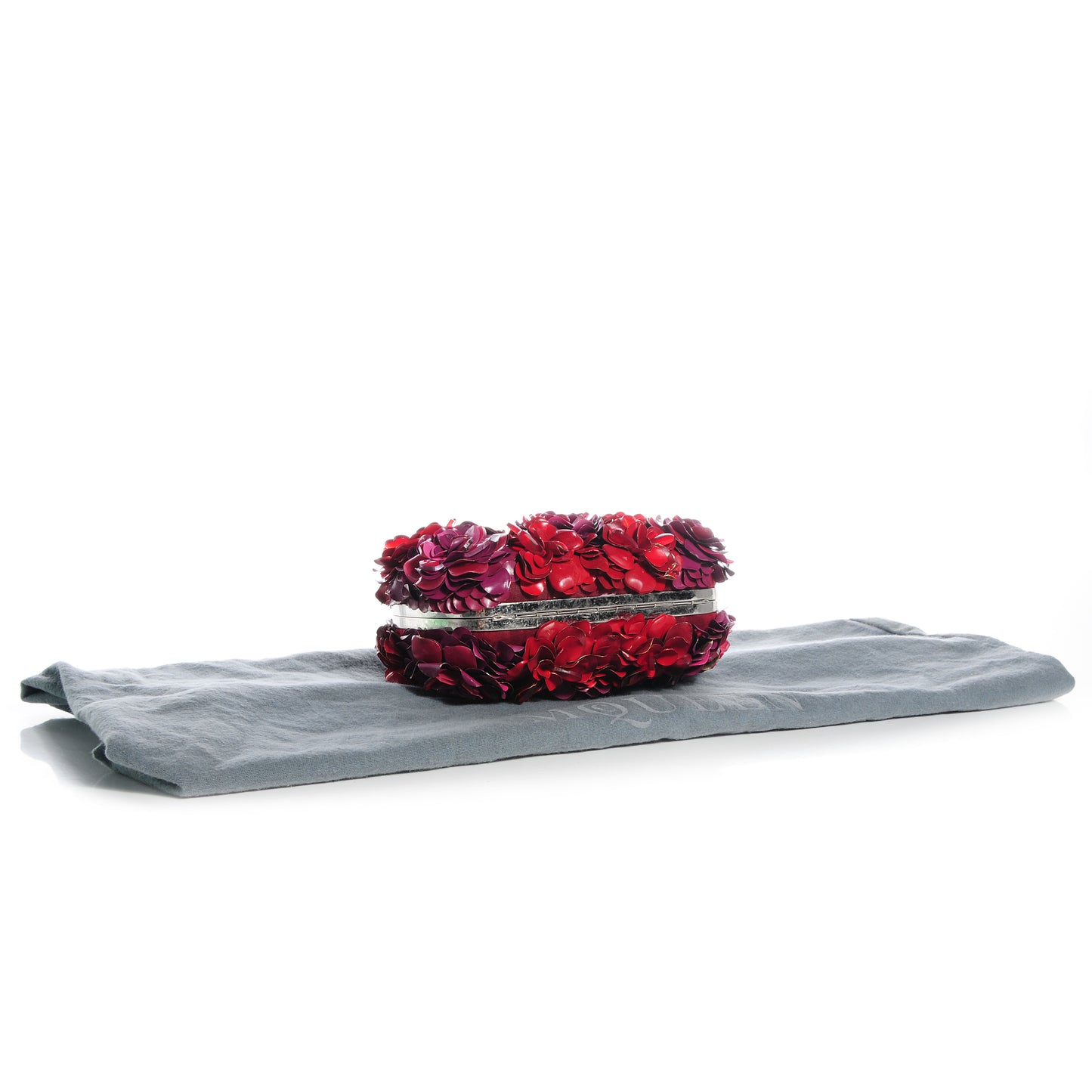 Metal Flower Box Swarovski Crystal Petal Skull Clutch