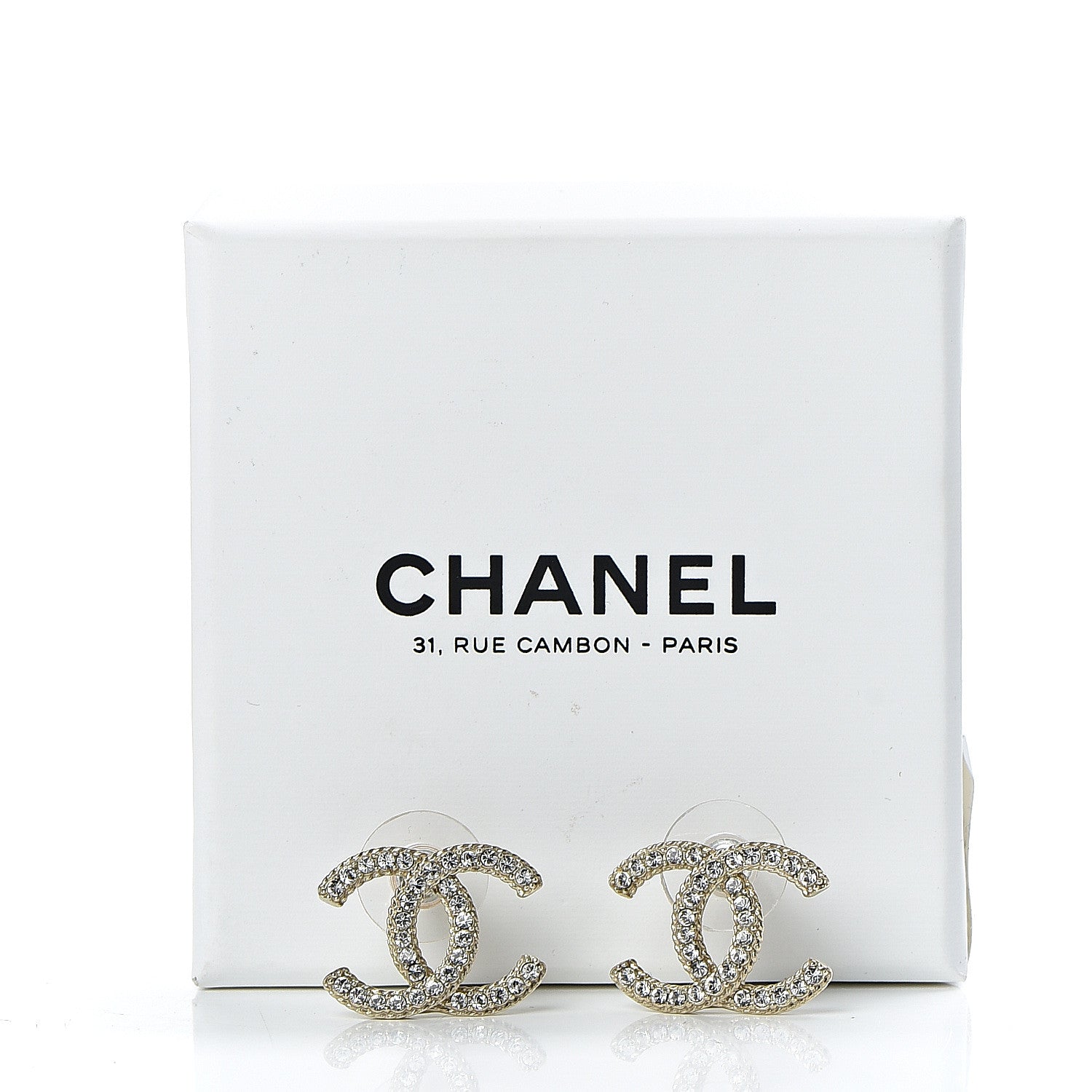 Chanel Crystal CC Earrings Light Gold 5 of 5