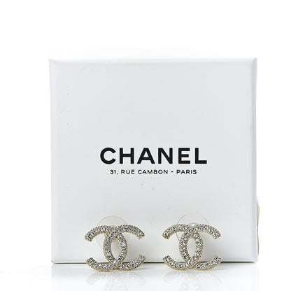 Chanel Crystal CC Earrings Light Gold 5 of 5