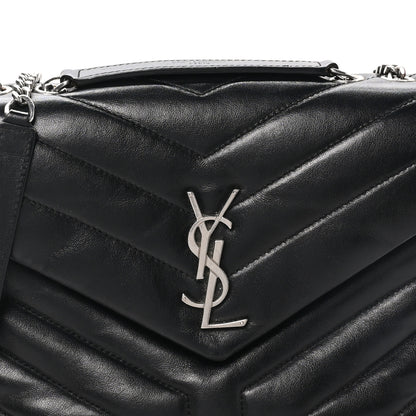Saint Laurent Calfskin Y Quilted Monogram Small Loulou Chain Satchel Black 7 of 9