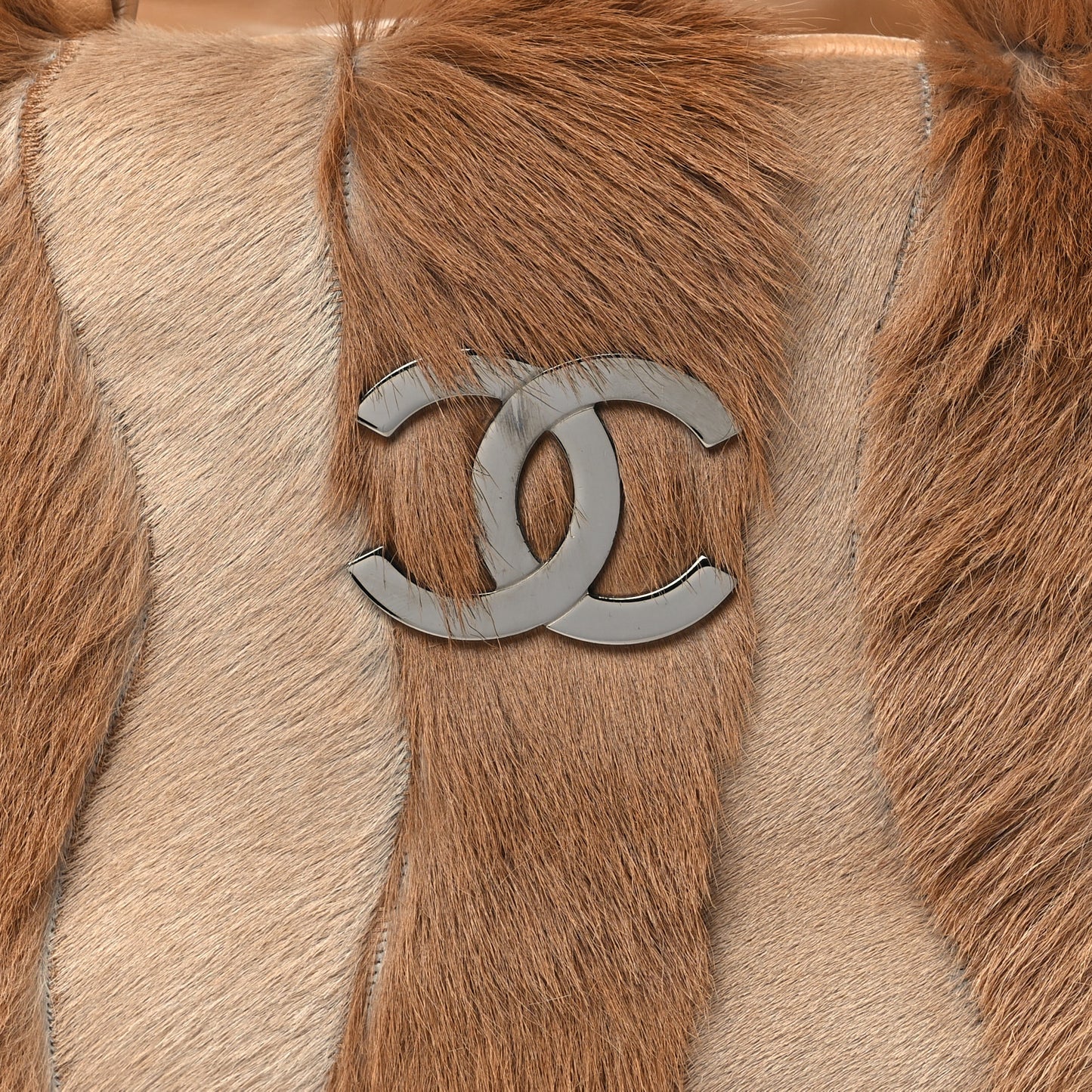 Lambskin Pony Hair Tote Dark Beige