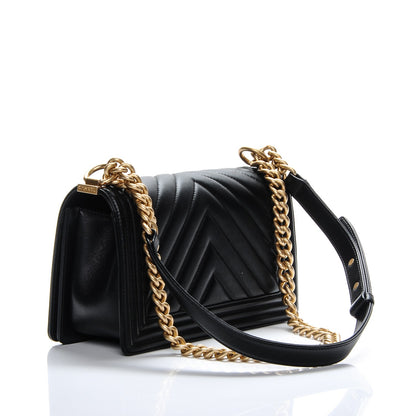 Chanel Calfskin Chevron Quilted Medium Boy Flap Black 3 of 7