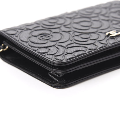 Chanel Caviar Camellia Embossed Wallet On Chain WOC Black 6 of 11