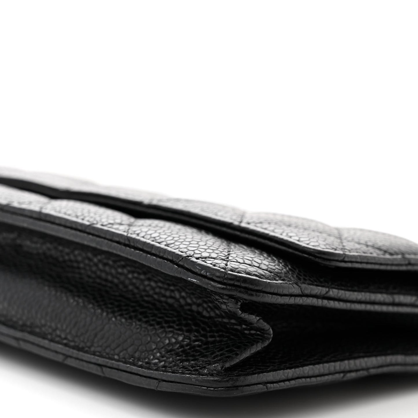 Caviar Quilted Wallet on Chain WOC Black